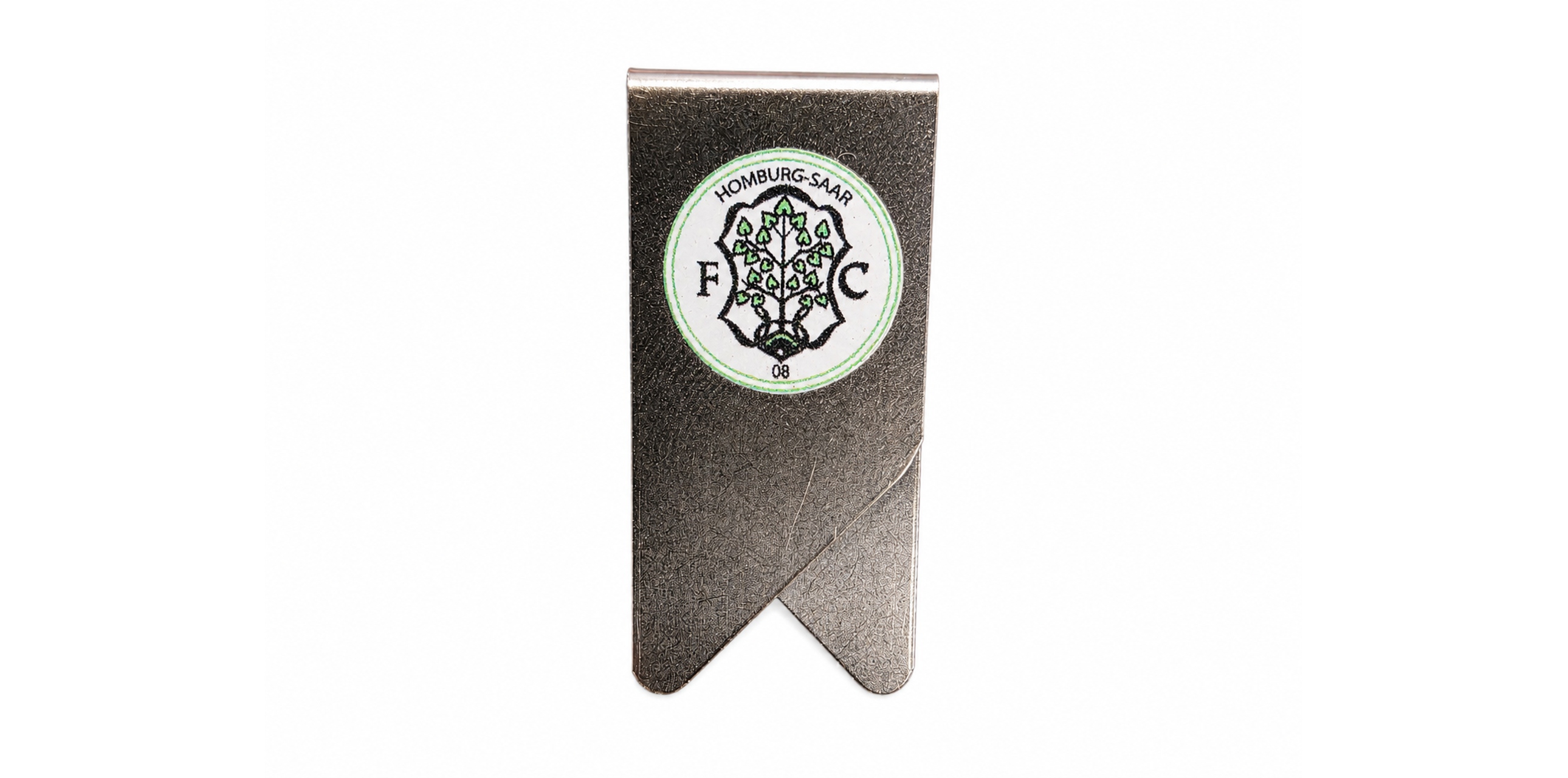 Stiftclip, Metallabzeichen, rundes Logo, grünes Emblem, folierte Verpackung, clip, Flasche Anhänger, Metallabzeichen, Abzeichen, grüne Umrandung